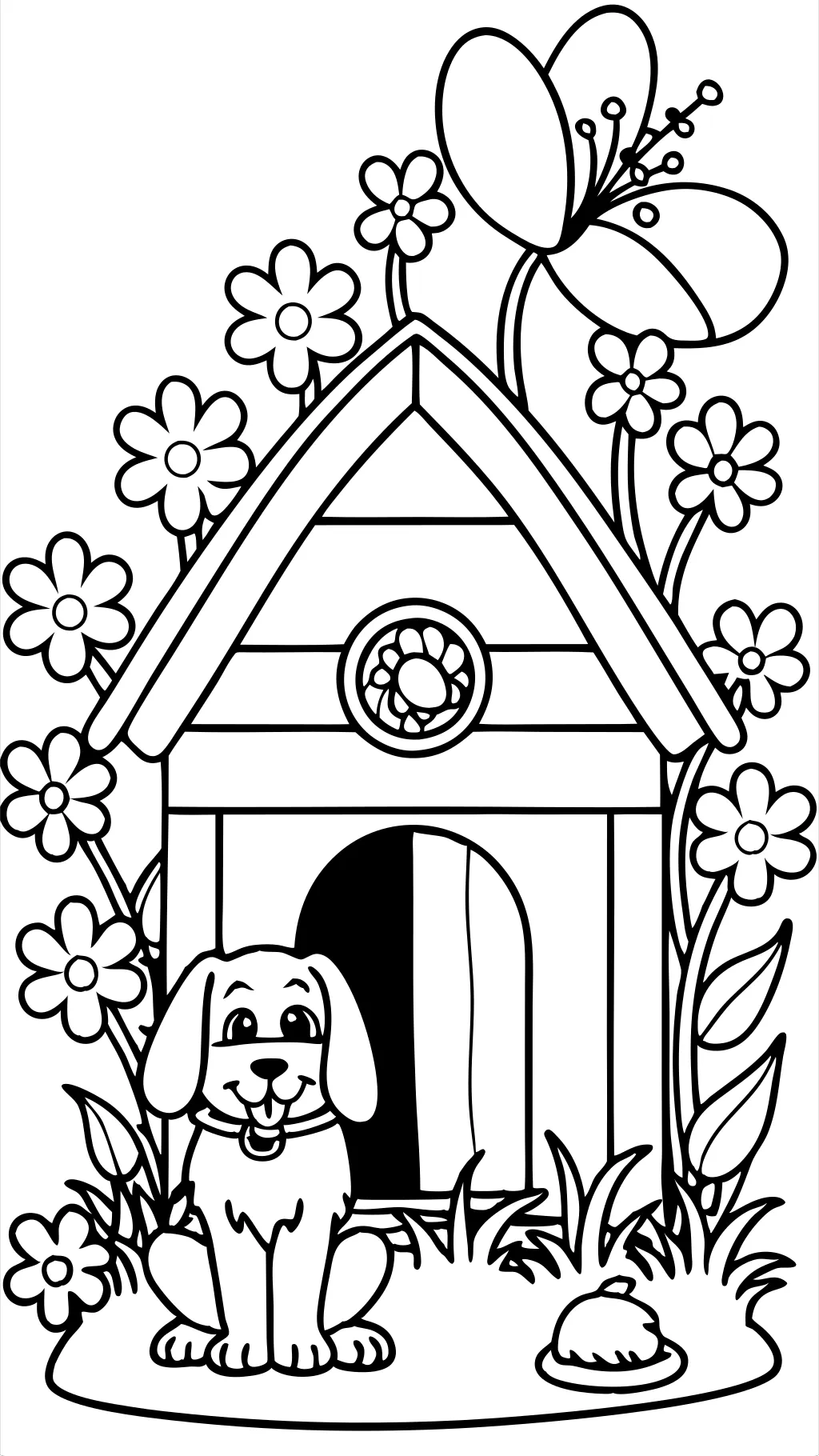 coloring page dog house